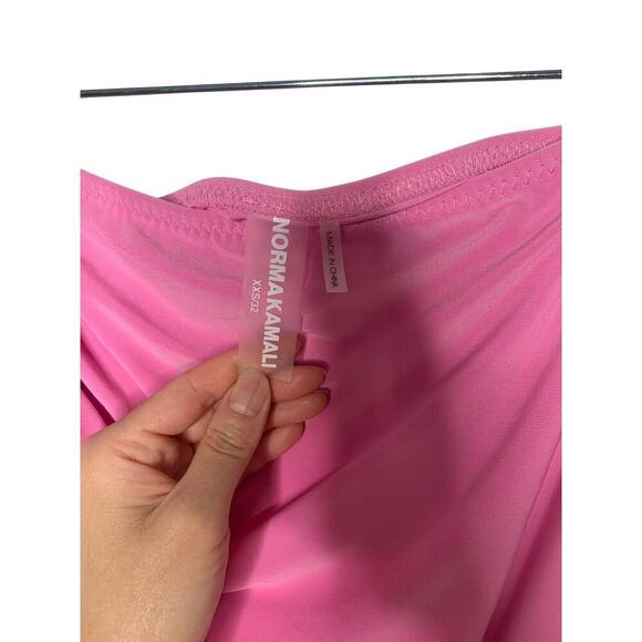 Norma Kamali Diana Ruched One Shoulder Knee Length Midi Dress in Candy Pink - Picture 5 of 6